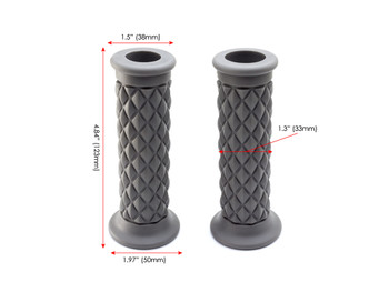 Grey Diamond Motorbike Hand Grips 22mm (7/8") for Scrambler Brat Bike Cafe Racer Grey Diamond Motorbike Hand Grips 22mm (7/8") for Scrambler Brat Bike Cafe Racer