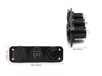 Quad ATV Trike 12V Socket + Twin USB Power Supply + Voltmeter - Dash Mount - for all Cars, Vans, 4X4, Trucks Quad ATV Trike 12V Socket + Twin USB Power Supply + Voltmeter - Dash Mount - for all Cars, Vans, 4X4, Trucks