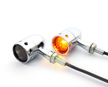 Drilled Motorbike Indicators for Retro Custom HOG Chopper Bobber Project CHROME Drilled Motorbike Indicators for Retro Custom HOG Chopper Bobber Project CHROME