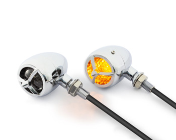 Chrome Steel Torpedo Style LED Motorbike Indicators Chrome Steel Torpedo Style LED Motorbike Indicators