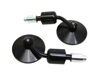 Pair of High Quality Motorcycle Motorbike Trike CNC Machined Black Aluminium Round Bar End Mirrors Pair of High Quality Motorcycle Motorbike Trike CNC Machined Black Aluminium Round Bar End Mirrors