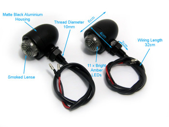 Matt Black Custom Aluminium Motorcycle Motorbike LED Indicators / Turn Signals Matt Black Custom Aluminium Motorcycle Motorbike LED Indicators / Turn Signals