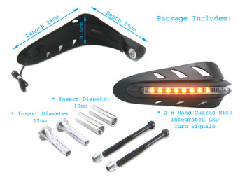 Black Handguards with inbuilt Indicators for Motorcycle Motorbike Quad Bike Black Handguards with inbuilt Indicators for Motorcycle Motorbike Quad Bike