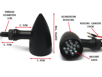 Matt Black Steel LED Motorbike Motorcycle Indicators / Turn Signals Matt Black Steel LED Motorbike Motorcycle Indicators / Turn Signals