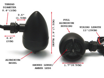 Matt Black Steel Torpedo Style LED Motorbike Motorcycle Indicators / Turn Signals Matt Black Steel Torpedo Style LED Motorbike Motorcycle Indicators / Turn Signals