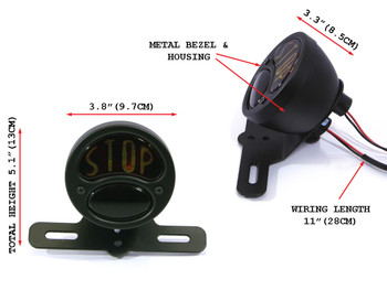 Black Vintage "STOP" Universal Motorcycle Motorbike Stop/Tail Light - Bulb Type Black Vintage "STOP" Universal Motorcycle Motorbike Stop/Tail Light - Bulb Type