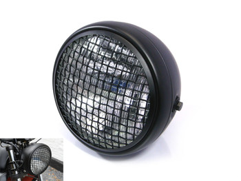 7.7" Matt Black Mesh Grill H4 55w Metal Project Motorcycle Motorbike Headlight 7.7" Matt Black Mesh Grill H4 55w Metal Project Motorcycle Motorbike Headlight
