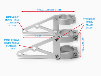 High Quality CNC Brushed Aluminium Fork Mounted Motorcycle Motorbike Headlight Brackets (size options available) High Quality CNC Brushed Aluminium Fork Mounted Motorcycle Motorbike Headlight Brackets (size options available)