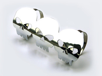 Chrome Skull Exhaust Heat Shield for Retro Cruiser Custom Project Motorbike Chrome Skull Exhaust Heat Shield for Retro Cruiser Custom Project Motorbike