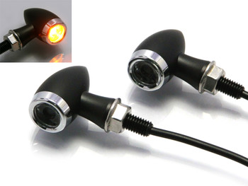 High Quality Matt Black & Chrome Mini LED Motorbike Custom Retro Indicators High Quality Matt Black & Chrome Mini LED Motorbike Custom Retro Indicators