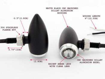 High Quality Matt Black & Silver Brushed Ally Bullet LED Custom Retro VIntage Motorbike Indicators High Quality Matt Black & Silver Brushed Ally Bullet LED Custom Retro VIntage Motorbike Indicators
