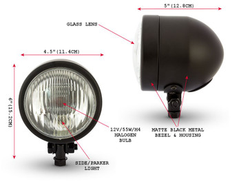 4.5" 4 1/2" Matt Black Headlight 12V 55W for Custom Project Motorbike Motorcycle 4.5" 4 1/2" Matt Black Headlight 12V 55W for Custom Project Motorbike Motorcycle
