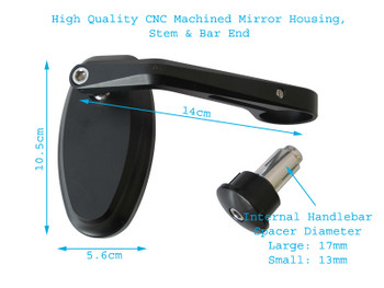 High Quality Billet Aluminium Cafe Racer Motorbike Bar End Mirrors with M10 Blanking Plugs High Quality Billet Aluminium Cafe Racer Motorbike Bar End Mirrors with M10 Blanking Plugs