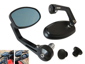 High Quality Billet Aluminium Cafe Racer Motorbike Bar End Mirrors with M10 Blanking Plugs High Quality Billet Aluminium Cafe Racer Motorbike Bar End Mirrors with M10 Blanking Plugs