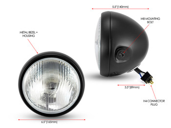 6" Black Metal H4 Retro Vintage Headlight Project Cafe Racer Scrambler Motorbike 6" Black Metal H4 Retro Vintage Headlight Project Cafe Racer Scrambler Motorbike