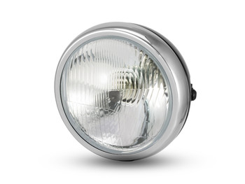 6" Matt Black & Chrome H4 Retro Headlight Project Cafe Racer Scrambler Motorbike 6" Matt Black & Chrome H4 Retro Headlight Project Cafe Racer Scrambler Motorbike