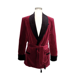 Men's Wine Velvet Smoking Jacket with Black Lining Men's Wine Velvet Smoking Jacket with Black Lining
