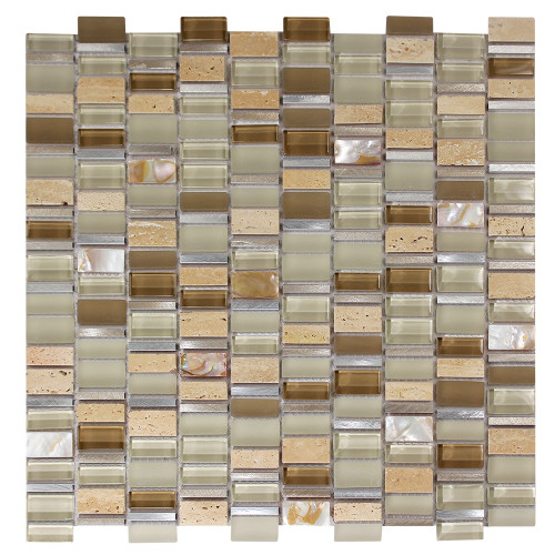 Ole Crema Mix Glass, Metal & Stone Mosaic Tile