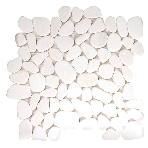 Pebble Stone Sliced Bright White Tile