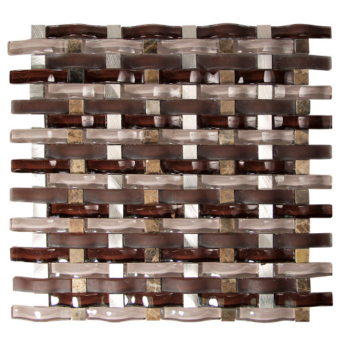 Woven Curved Baize Mosaic Glass Tile