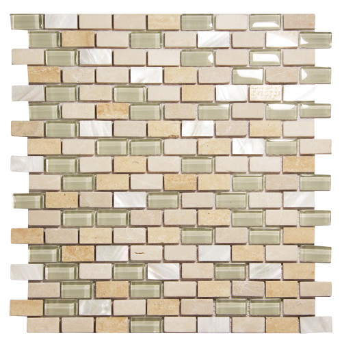 Agata Shell Mix Beige Mosaic Glass Tile