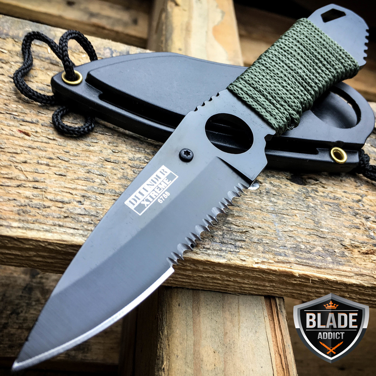 7" TACTICAL MILITARY FIXED BLADE NECK KNIFE w/ SHEATH boot camping