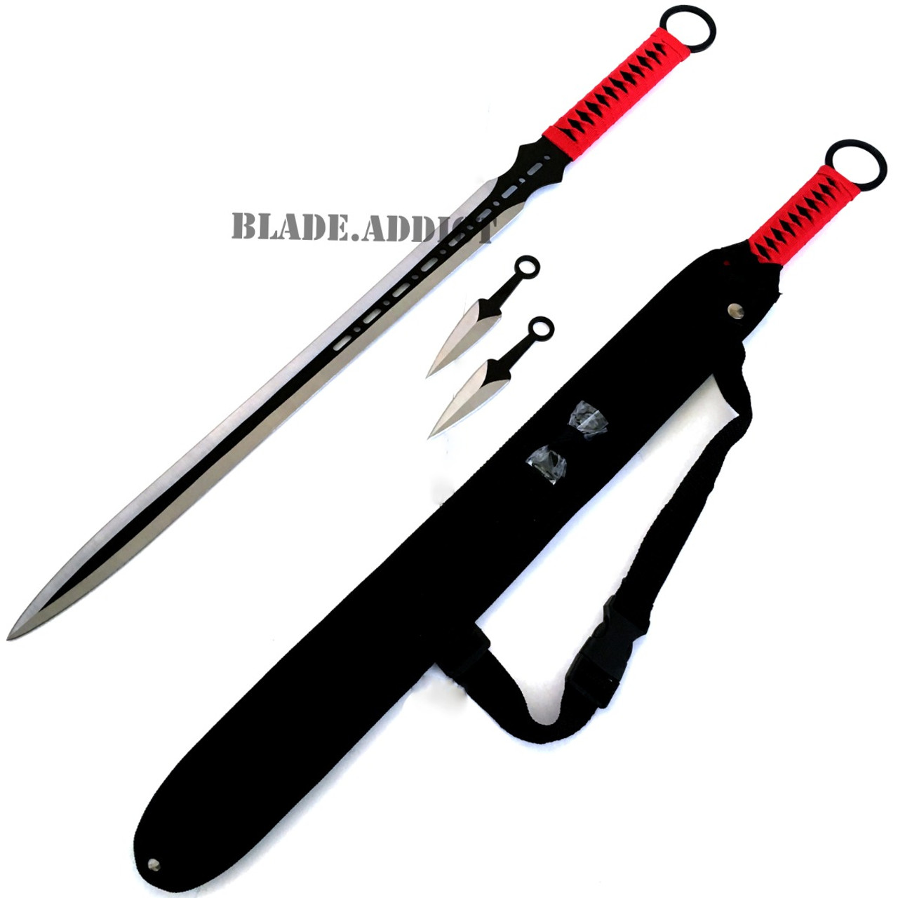 27 Red Full Tang Katana Ninja Sword Throwing Knife Set Megaknife 3024