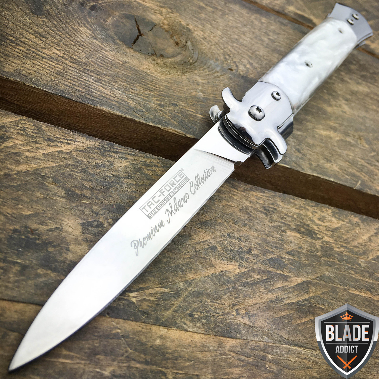 9" TAC FORCE Italian Stiletto Tactical Smooth Assisted Open Pocket ...