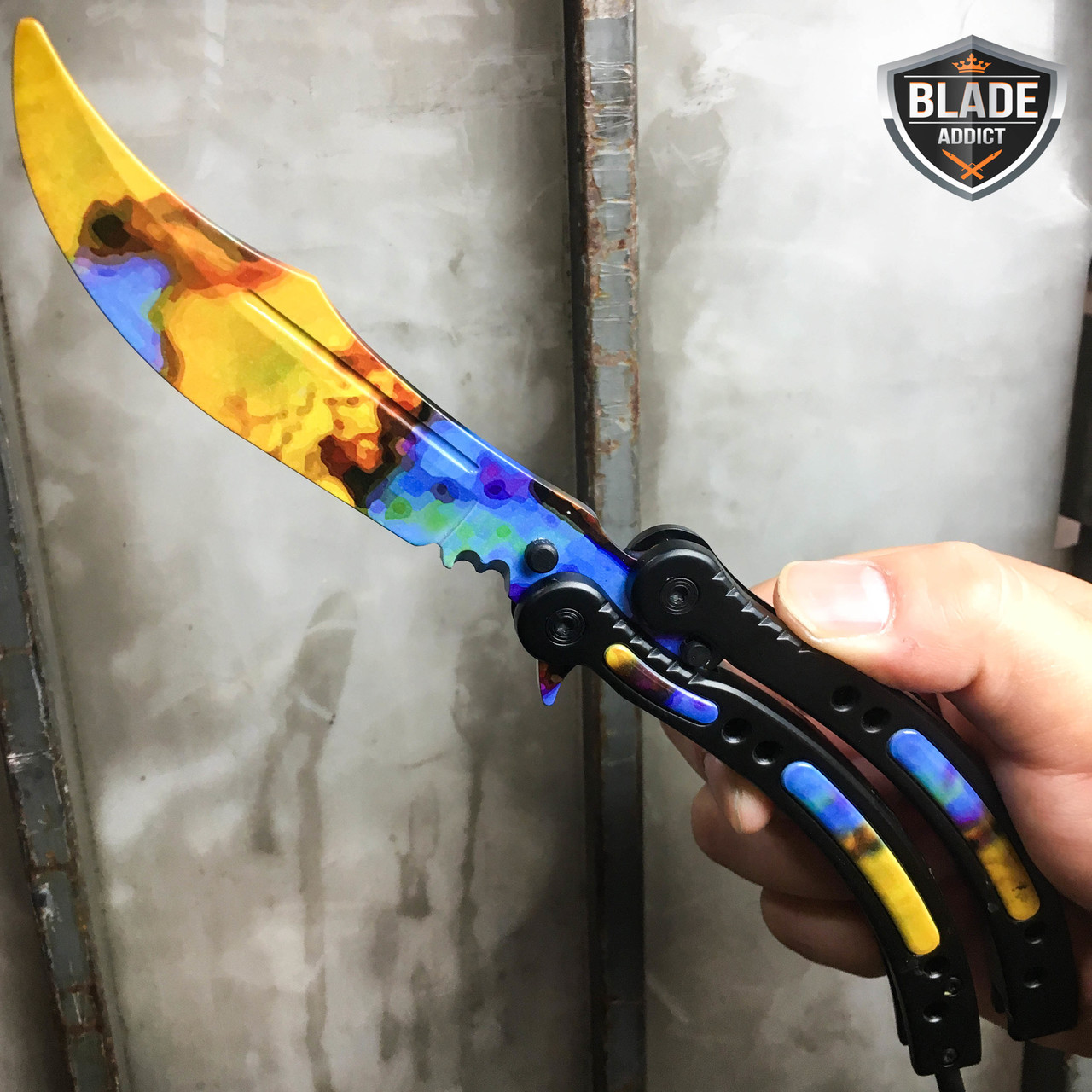 csgo case hardened practice knife balisong butterfly tactical combat