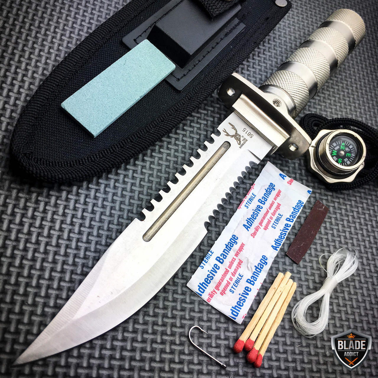 9" Tactical Fishing Hunting CAMPING Knife FIXED BLADE Bowie   ...