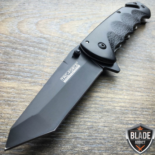 TAC-FORCE Tactical Combat SPRING ASSISTED OPEN Black Folding RESCUE