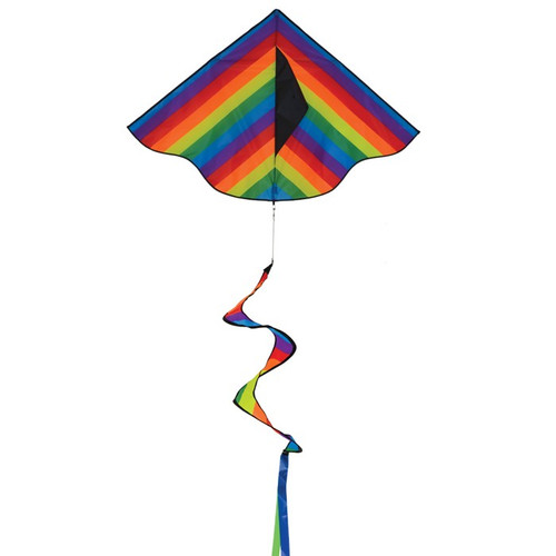 Delta - 46" Rainbow Stripe Kite with Spinning Tail Delta - 46" Rainbow Stripe Kite with Spinning Tail
