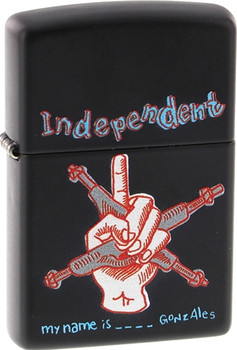 INDEPENDENT MY NAME IS GONZALES ZIPPO LIGHTER MATTE BLK INDEPENDENT MY NAME IS GONZALES ZIPPO LIGHTER MATTE BLK