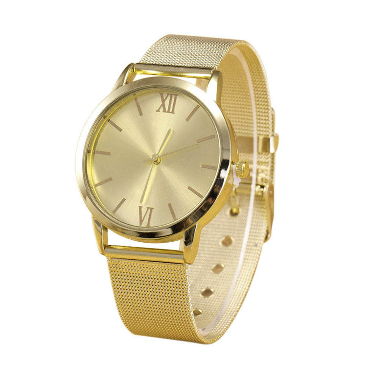 Avery 14K Gold Stainless Steel Mesh Band Wrist Watch