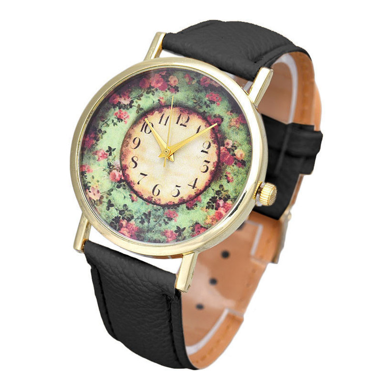 Pastorale Floral Leather Wrist Watch