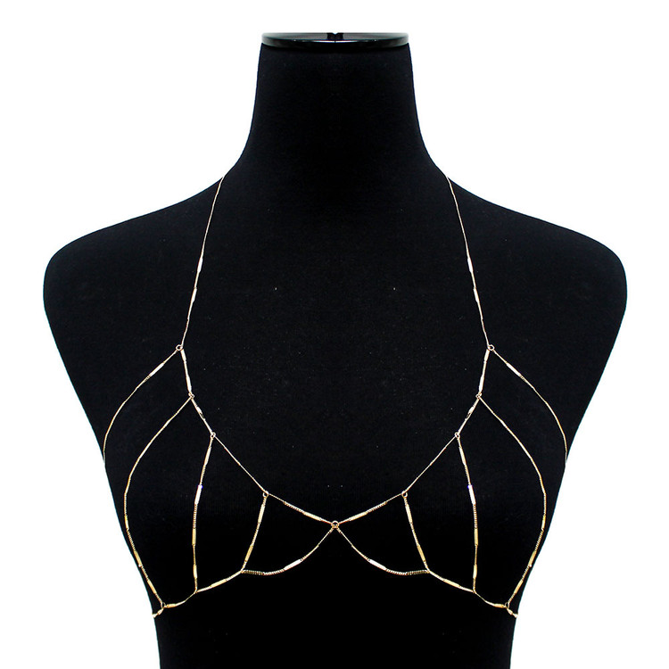Ladies Sexy Ribbon Cut Body Chain Bra
