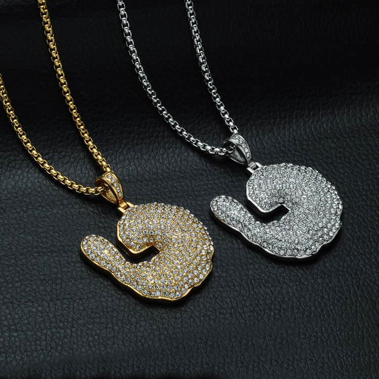 Mens Hip Hop Down South Simulated Diamond Iced Out Crawfish Chain Pendant Necklace