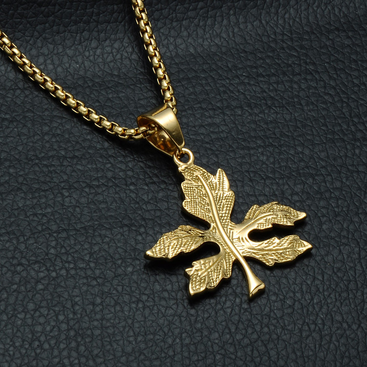 14k Gold Weed Leaf Hip Hop Bling Pendant