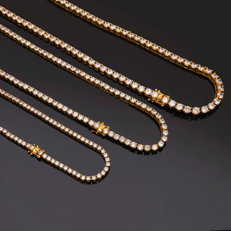 Round Cut Iced Out Diamond Tennis Chain