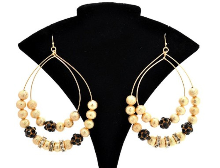 Fire Ball Cz Tear Drop Basketball Wives Style Earrings Gold