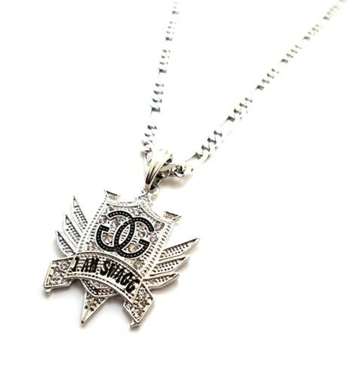 I Am Swagg Silver Cz Hip Hop Pendant Chain