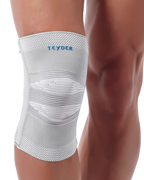 Elasticated Knee Brace with Stabilisers, Teyder Silver Elasticated Knee Brace with Stabilisers, Teyder Silver