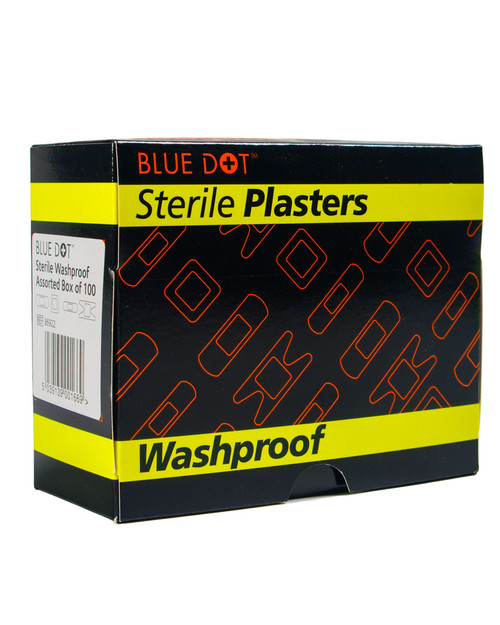 Blue Dot Washproof Plasters 100 Assorted | Pack Shot | Physical Sports First Aid Blue Dot Washproof Plasters 100 Assorted | Pack Shot | Physical Sports First Aid
