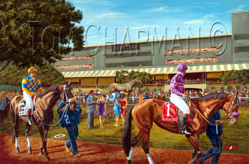 The Calm Before the Race - horseracing giclee canvas print The Calm Before the Race - horseracing giclee canvas print