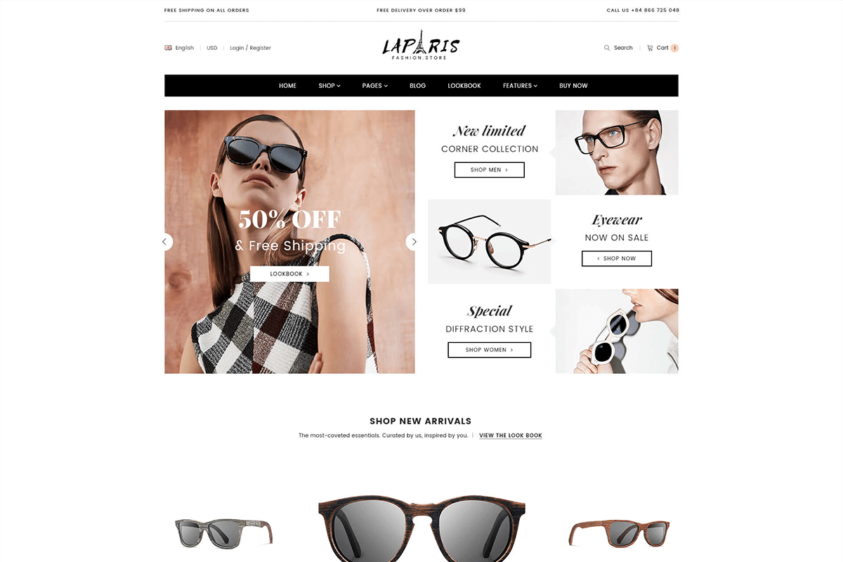 Wonderful Section Shopify Theme For Online Glasses Store