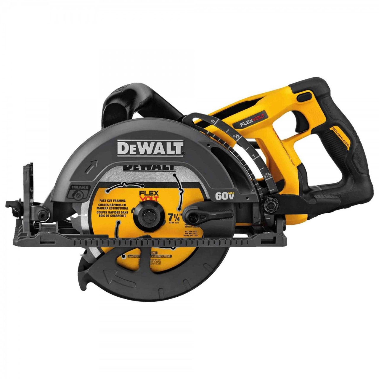 Dewalt DCS577B Flexvolt 60V MAX 7-1/4 In Brushless Worm Drive Style Saw ...