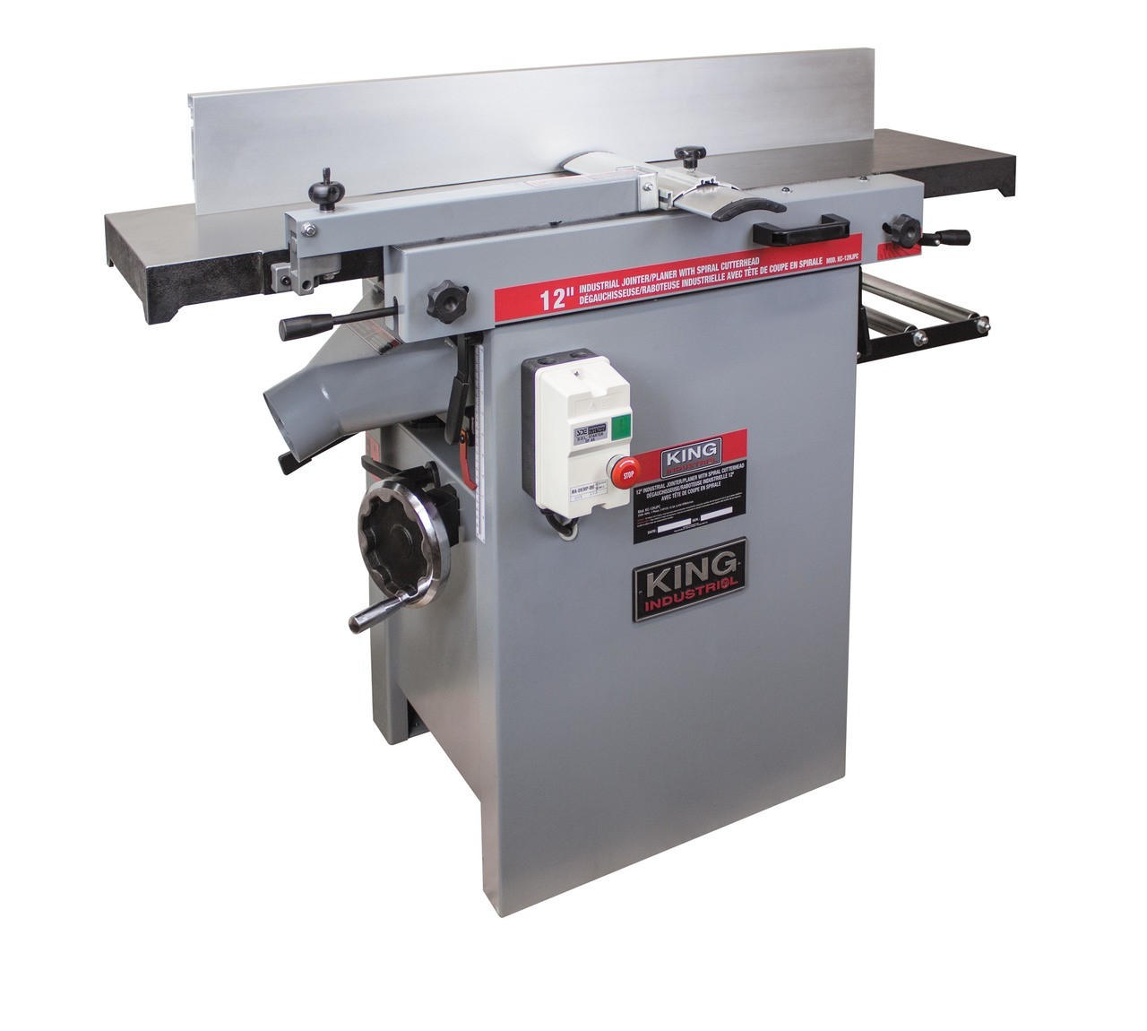 King Canada KC12HJPC 12" Industrial Jointer/Planer With Spiral Cutterhead AtlasMachinery Ltd.