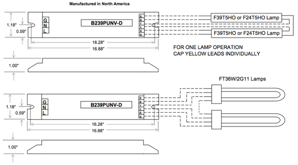 B239PUNV-D Universal Triad Electronic Fluorescent Ballast ... 480 volt ballast wiring diagram 