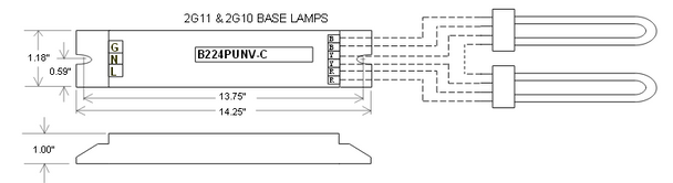 B224PUNV-C Universal Triad AccuStart 5 Ballast | F24T5HO ... 277 volt electronic ballast wiring diagram 