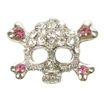 Skull and Crossbones Charm - Pink (10mm) Skull and Crossbones Charm - Pink (10mm)